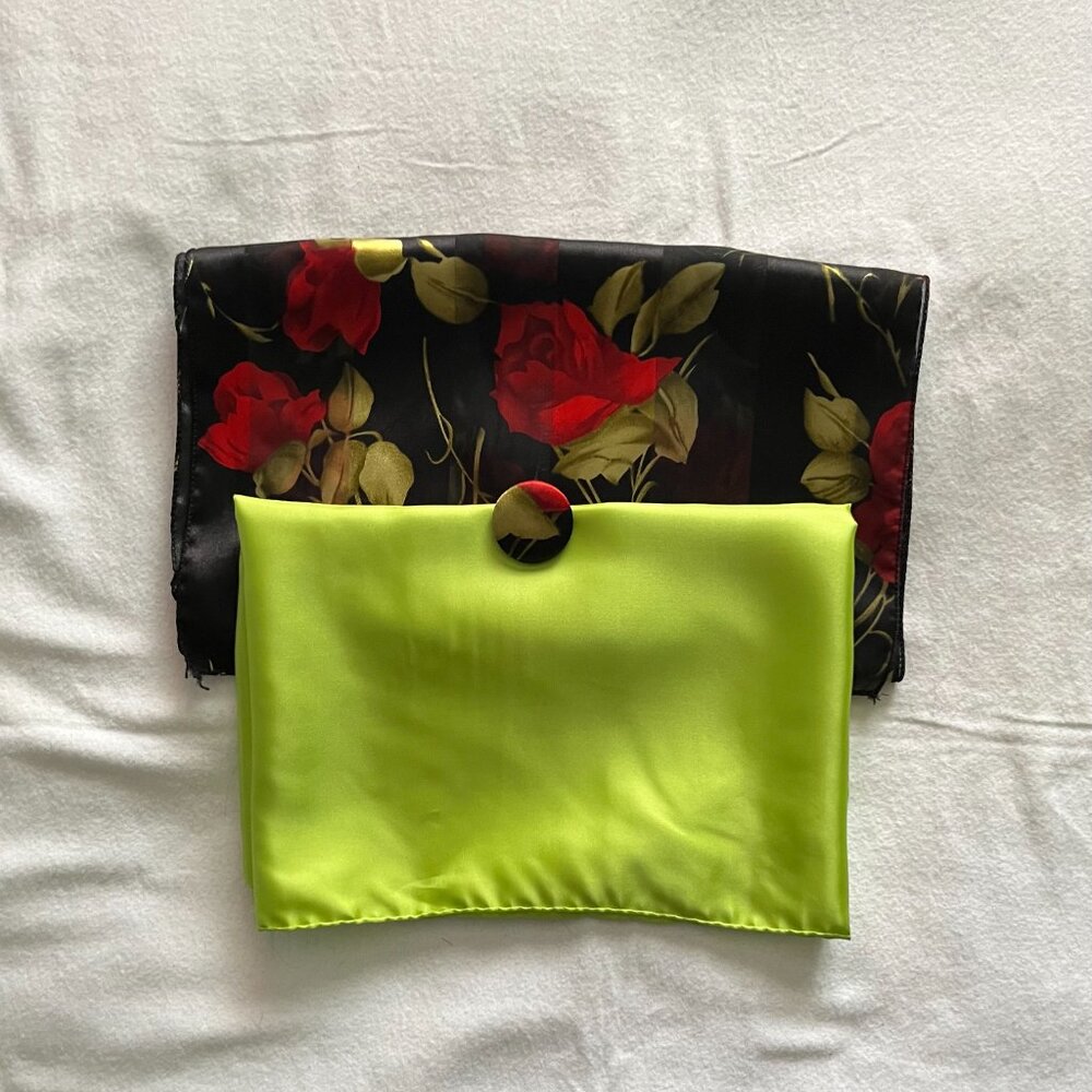 Vintage Scarves By Vera & Floral Scarf w/ Scarf Clip*